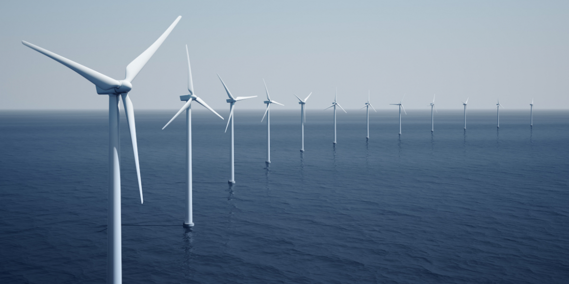 Wind turbines on the ocean